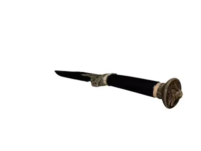 Ornate Black Gold Fantasy Dagger 3D model