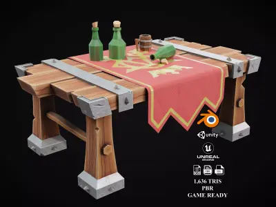 Stylized Table Free low-poly 3D model