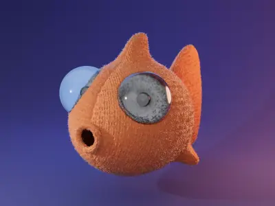 Woollen knitted fish model plus animated scenes Free 3D model