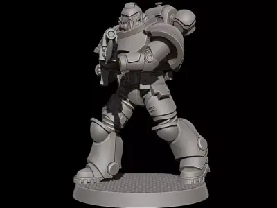 Sci-Fi Heavy Trooper STL Modular Power Armor 32mm Miniature V10 3D print model