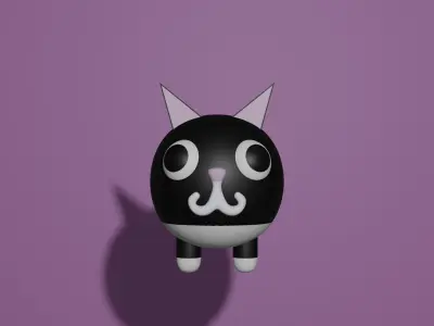 Ball Cat Blender Rigged Free 3D model