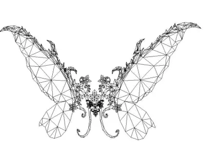 Butterfly-3 Wing Low-poly 3D model