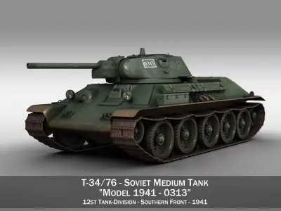 T-34-76 - Model 1941 - Soviet medium tank - 0313 3D model