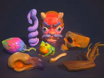 Artefacts Pack Low-poly 3D model