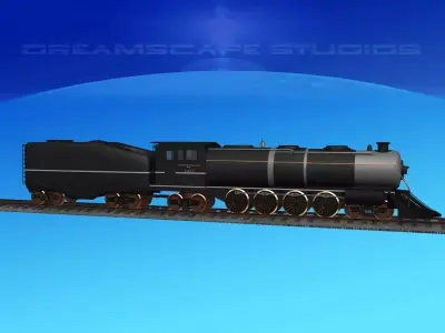 RR 2-8-4 Steam Locomotive 3D model