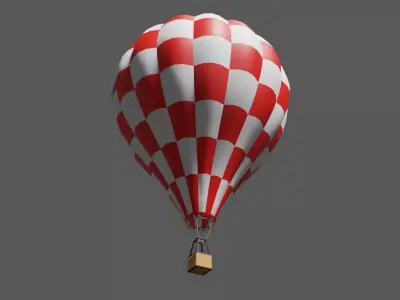 Red Balloon Checkered - Balao Vermelho Quadriculado Low-poly 3D model