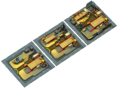 isometrical Mechanical Robot Assembly Conveyor ALL Low-poly 3D model