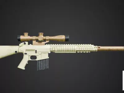 Desert Sniper Rifle  Realistic Low Poly 3D Model PBR Textures Low-poly 3D model