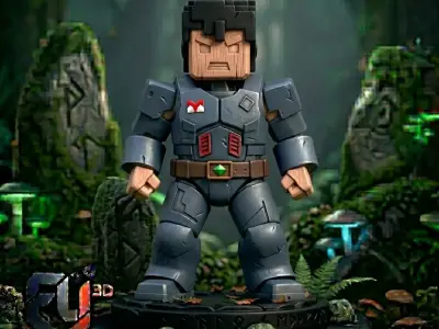 Block-Man Space Marine Stylized Armored Mini Figure PM-176 3D print model