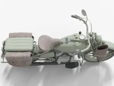 WWII USA MOTORCYCLE Low-poly 3D model