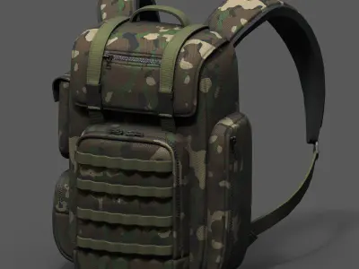 Backpack military combat soldier bag baggage Low-poly 3D model
