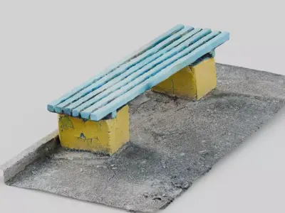 Scanned bench 3d model Low-poly 3D model