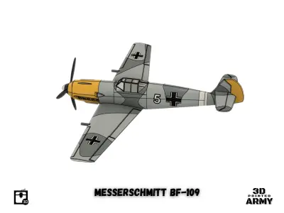 Messerschmitt Bf-109 E4 - 3D printed scalemodel 3D print model 3D print model