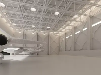 Military Aircraft Hangar Low-poly 3D model