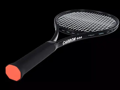 Tennis racket carbon fiber black 3D model