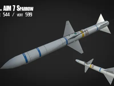 11 in 1 air to air missile Low-poly 3D model Low-poly 3D model