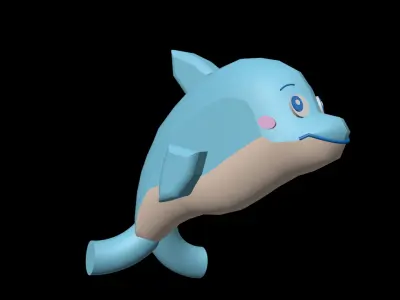 Happy Baby Dolphins Collection - 4 Colorful Characters Low-poly 3D model