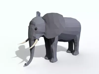 Low Poly Elephant with tusks Free 3D model