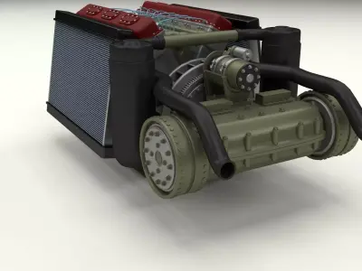 T-34 Engine and Transmission Full 3D model
