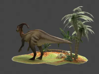 parasaurolophus parasaur dinosaur herbivore casamasso 3D model