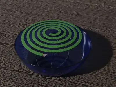 Japanese Mosquito Coil with Glass Holder 3D model