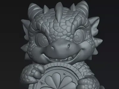  Lucky Baby Dragon Cute Coin Guardian 3D print model