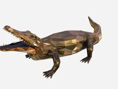 Animated Animal Low Poly Art Crocodile Reptile Low-poly 3D model