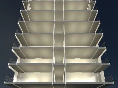 Apartment building in section cut 24ZZ38 3D model