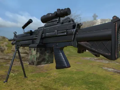 M249 SAW Machine Gun Low Poly Free low-poly 3D model