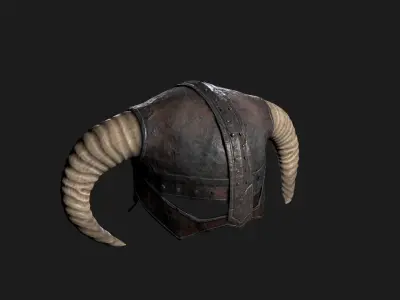 Skyrim Helmet PBR game asset 4K maps Free low-poly 3D model