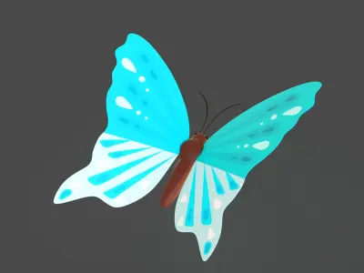 Butterfly Wing Flapping 6 Animated Low-poly 3D model