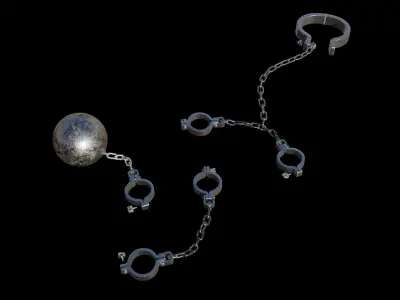Legs Hand And Neck Steel Shackles Low-poly 3D model