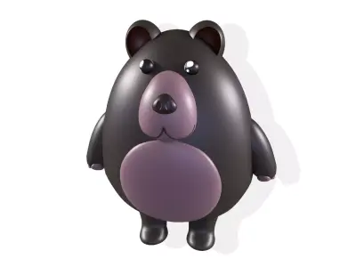 Black Bear Little Cartoon Free low-poly 3D model