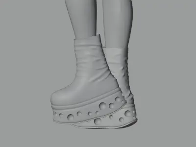 High Poly 3D Platform Boots with Cheese Design 3D model