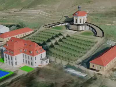 Baroque Palace Complex Low-poly 3D model