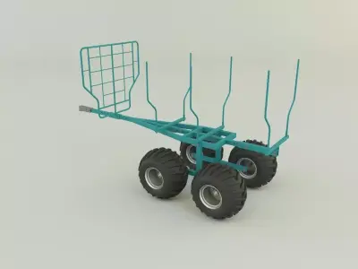 wood trailer model 3D model