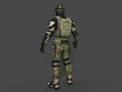 Tactical Soldier Full Animation Low-poly 3D model