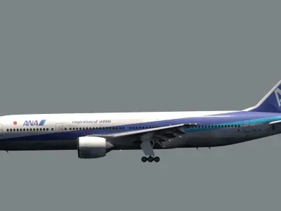 ANIMATED Boeing 777-200ER - ANA Livery 3D model