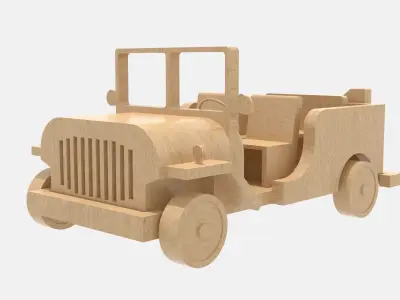 Wooden Jeep Low-poly 3D model