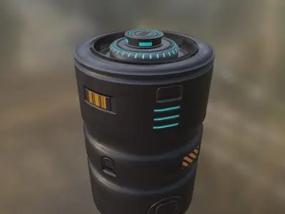 Sci-Fi Neon Barrel - container Low-poly 3D model Low-poly 3D model