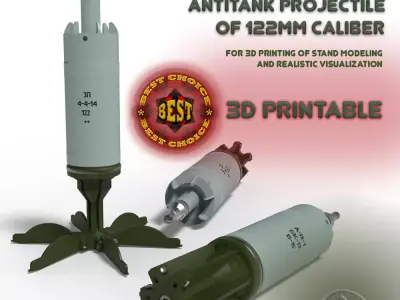 Artillery cumulative antitank projectile of 122mm Stand model 3D model