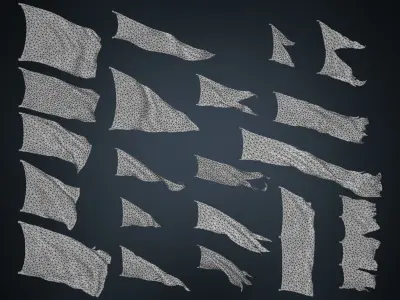 20 Fully Loop Animated Flags Low-poly 3D model