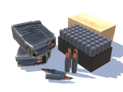 9x39 Ammo Pack Low-poly 3D model