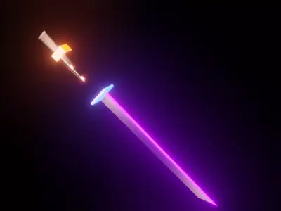 Low Poly Katana glowing sword Free low-poly 3D model