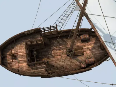 Small ship Low-poly 3D model