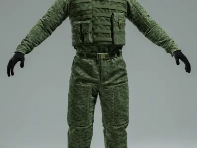 Military uniform Low-poly 3D model