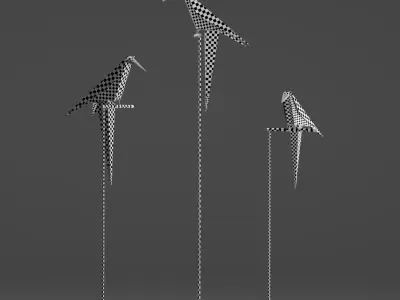 Origami bird floor lamp Low-poly 3D model