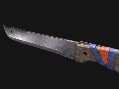 Machete knife with stripes Low-poly 3D model