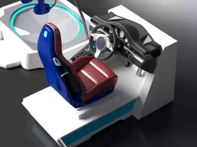 Modern VR Treadmill and Racing Simulator Pack 3D model