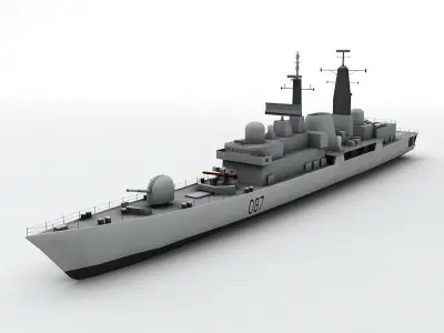  Type 42 Destroyer Military Ship Low-poly 3D model